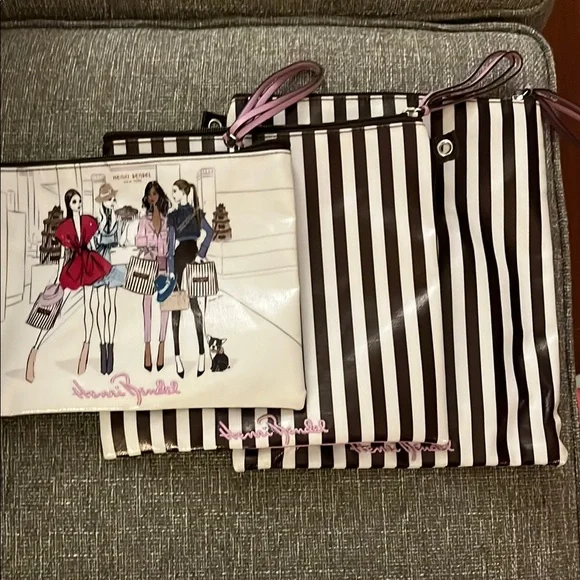 Brown and White Striped Women Bag Set by Henri Bendel - Picture 1 of 7